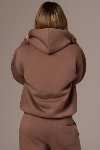 Sweat à capuche oversize brodé, couleur cacao