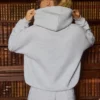 Sweat à capuche oversize brodé, gris chiné