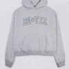 Sweat à capuche oversize brodé, gris chiné