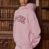 Sweat à capuche oversize brodé, rose poudré Sweat à capuche oversize brodé, rose poudré