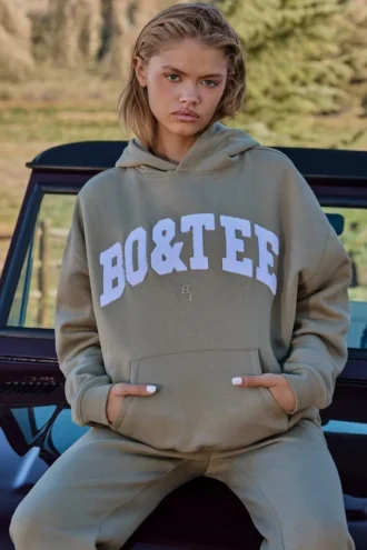 Sweat à capuche oversize couleur olive clair