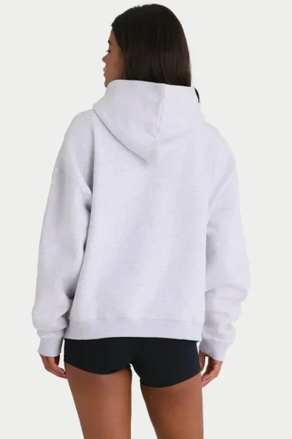 Sweat à capuche oversize en jersey de coton doux, gris chiné