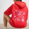 Sweat à capuche oversize en jersey de coton doux, rouge Sweat à capuche oversize en jersey de coton doux, rouge