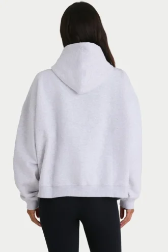 Sweat à capuche oversize en molleton de coton doux, gris marbré