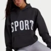 Sweat à capuche oversize en molleton de coton doux, noir