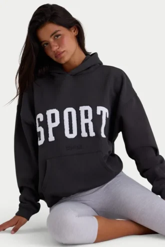 Sweat à capuche oversize en molleton de coton doux, noir