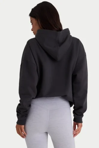 Sweat à capuche oversize en molleton de coton doux, noir