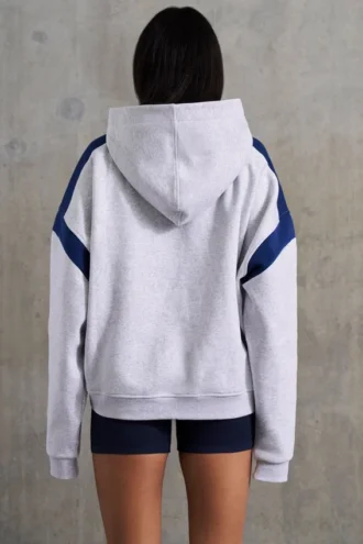 Sweat à capuche oversize en molleton de coton, gris chiné