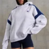 Sweat à capuche oversize en molleton de coton, gris chiné Sweat à capuche oversize en molleton de coton, gris chiné