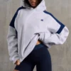Sweat à capuche oversize en molleton de coton, gris chiné Sweat à capuche oversize en molleton de coton, gris chiné