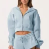 Sweat à capuche oversize zippé en bleu poudre Sweat à capuche oversize zippé en bleu poudre
