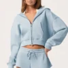 Sweat à capuche oversize zippé en bleu poudre Sweat à capuche oversize zippé en bleu poudre