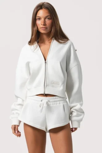 Sweat à capuche oversize zippé  en Milk