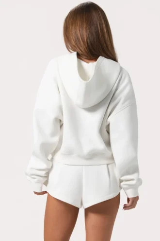 Sweat à capuche oversize zippé  en Milk