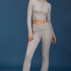 Sweat à capuche zippé en maille torsadée, gris chiné Sweat à capuche zippé en maille torsadée, gris chiné