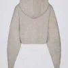 Sweat court à capuche zippé en maille douce, couleur beige