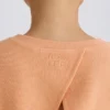 Sweat-shirt court à dos ouvert en jersey de coton texturé, couleur pêche