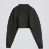 Sweat-shirt court en jersey de coton délavé à l’acide, couleur cendré Sweat-shirt court en jersey de coton délavé à l’acide, couleur cendré