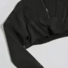 Sweat-shirt court en jersey de coton délavé à l’acide, couleur cendré Sweat-shirt court en jersey de coton délavé à l’acide, couleur cendré