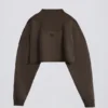Sweat-shirt court en jersey de coton délavé à l’acide, couleur marron Sweat-shirt court en jersey de coton délavé à l’acide, couleur marron