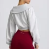 Sweat-shirt court à fermeture éclair quart de longueur, gris chiné Sweat-shirt court à fermeture éclair quart de longueur, gris chiné