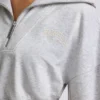 Sweat-shirt court à fermeture éclair quart de longueur, gris chiné Sweat-shirt court à fermeture éclair quart de longueur, gris chiné