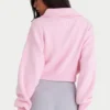 Sweat-shirt court zippé en maille côtelée, rose pâle Sweat-shirt court zippé en maille côtelée, rose pâle