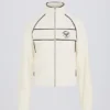 Sweat-shirt court zippé en tissu éponge ivoire Sweat-shirt court zippé en tissu éponge ivoire