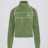 Sweat-shirt court zippé en tissu éponge, vert Sweat-shirt court zippé en tissu éponge, vert