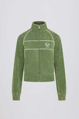 Sweat-shirt court zippé en tissu éponge, vert