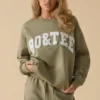 Sweat-shirt oversize à col rond en olive clair