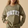 Sweat-shirt oversize à col rond en olive clair