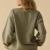 Sweat-shirt oversize à col rond en olive clair