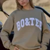 Sweat-shirt oversize à col rond en olive clair