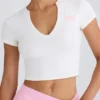 T-shirt court en jersey de coton stretch à imprimé graphique, blanc