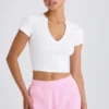 T-shirt court en jersey de coton stretch à imprimé graphique, blanc