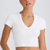 T-shirt court en jersey de coton stretch à imprimé graphique, blanc
