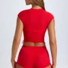 T-shirt court froncé transparent Santana en rouge vif T-shirt court froncé transparent Santana en rouge vif