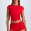 T-shirt court froncé transparent Santana en rouge vif T-shirt court froncé transparent Santana en rouge vif