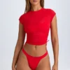 T-shirt court froncé transparent Santana en rouge vif T-shirt court froncé transparent Santana en rouge vif