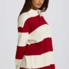 T-shirt oversize à manches longues rayé, rouge foncé T-shirt oversize à manches longues rayé, rouge foncé