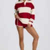 T-shirt oversize à manches longues rayé, rouge foncé T-shirt oversize à manches longues rayé, rouge foncé
