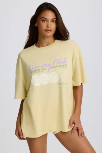 T-shirt oversize à motif graphique, couleur citron