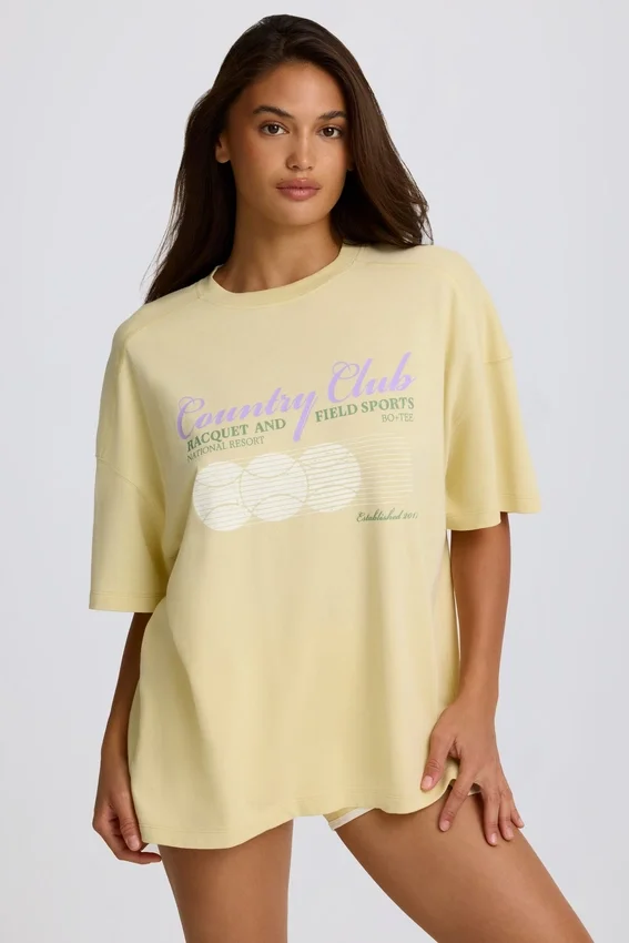 T-shirt oversize à motif graphique, couleur citron T-shirt oversize à motif graphique, couleur citron