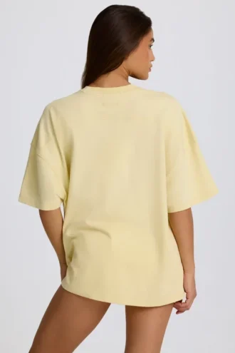T-shirt oversize à motif graphique, couleur citron