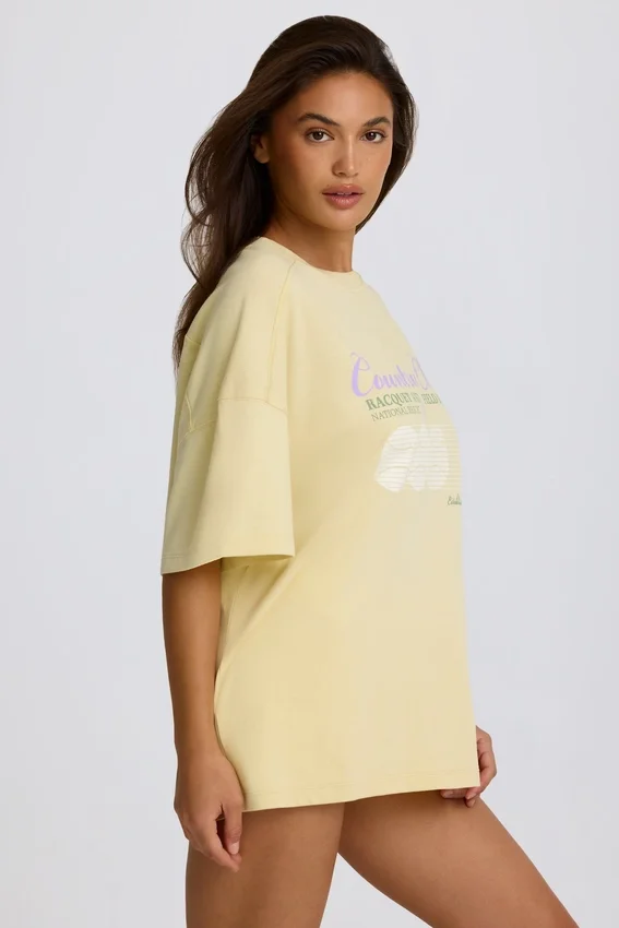 T-shirt oversize à motif graphique, couleur citron T-shirt oversize à motif graphique, couleur citron