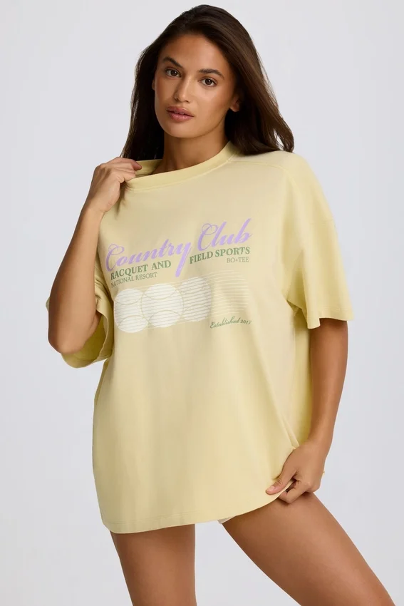 T-shirt oversize à motif graphique, couleur citron T-shirt oversize à motif graphique, couleur citron
