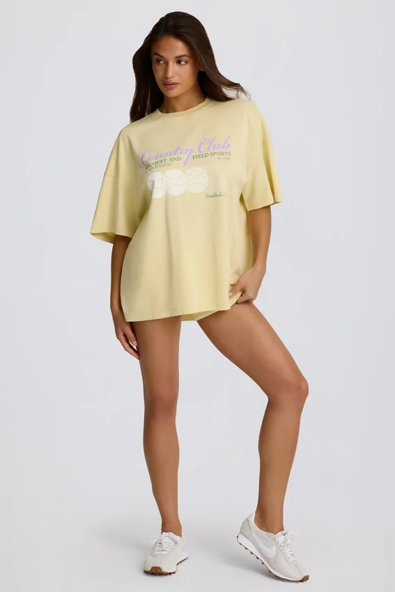 T-shirt oversize à motif graphique, couleur citron T-shirt oversize à motif graphique, couleur citron