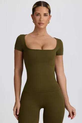 T-shirt sans coutures Super Sculpt vert foncé
