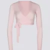 Top court cache-cœur en jersey doux, rose ballet Top court cache-cœur en jersey doux, rose ballet